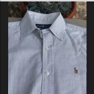 Ralph Lauren Blue Mens Dress Shirt 15 1/2 Gray